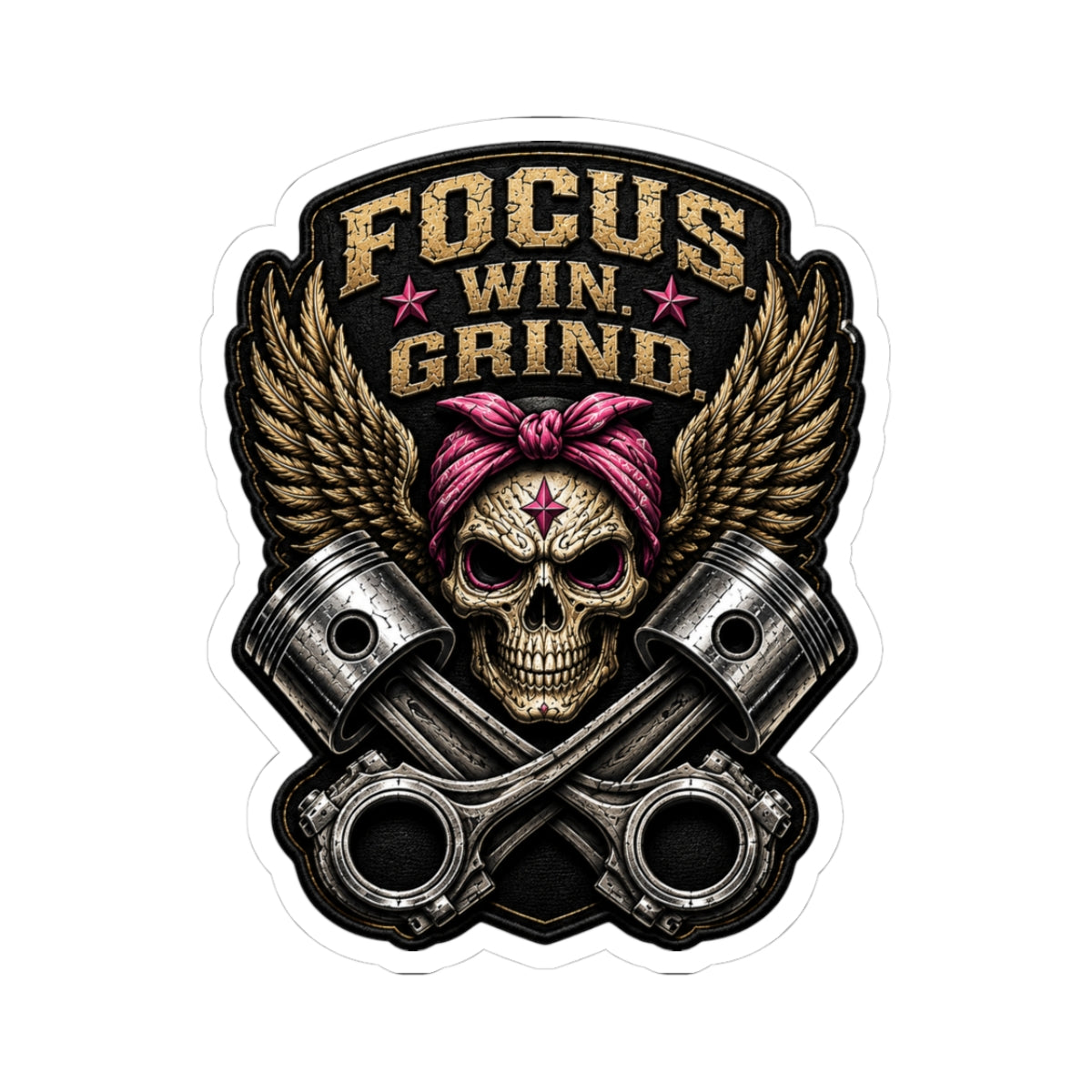 Focus. Win. Grind. Die-Cut Sticker